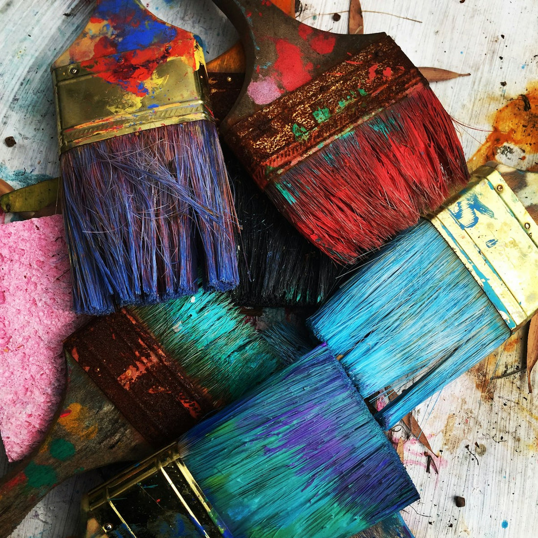 Watercolor paint brushes and palette for pet portrait art