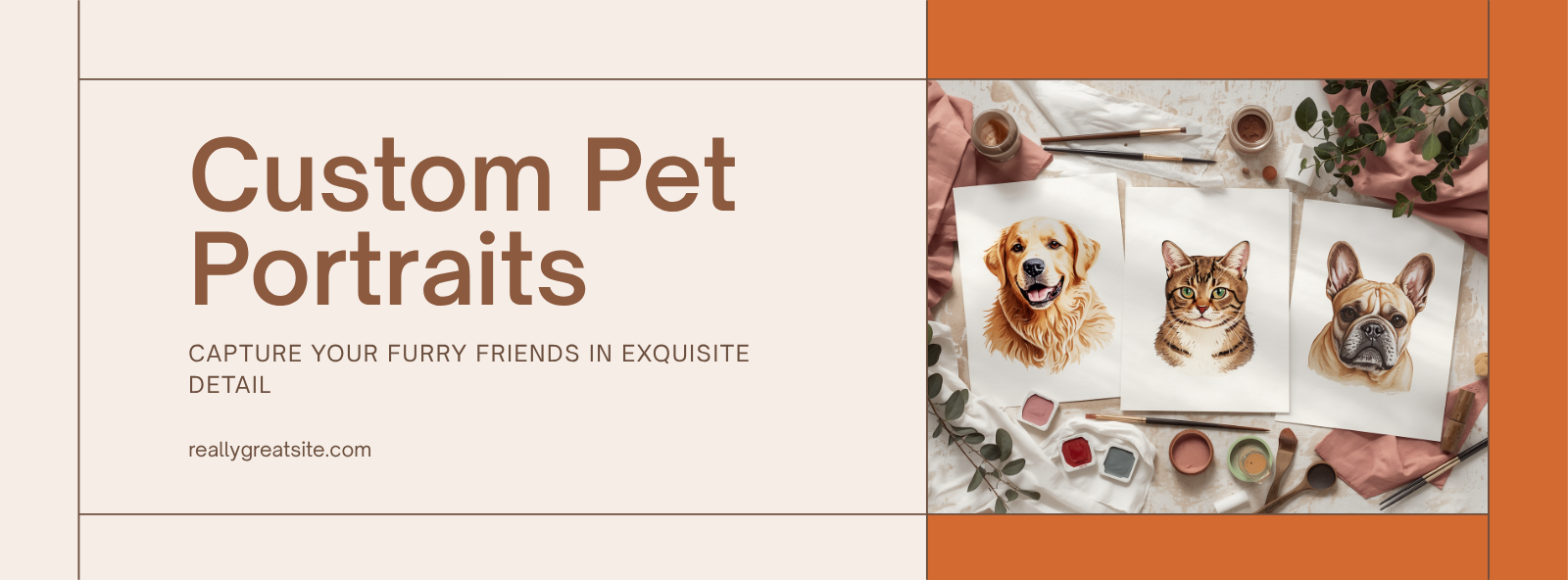 Custom pet portraits — watercolor and oil painting art handcrafted from your photo