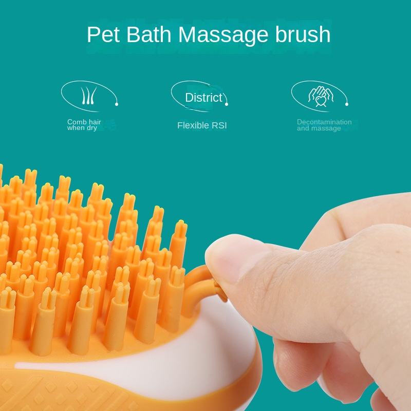 2-in-1 Silicone Pet Bath Brush & SPA Massage Comb — lathering shower brush