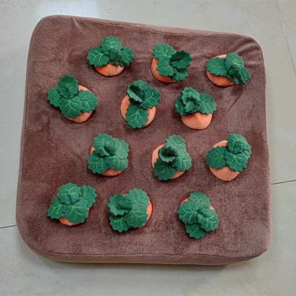 Carrot Plush Snuffle & Chew Toy for dogs — enrichment snuffle mat with squeaker