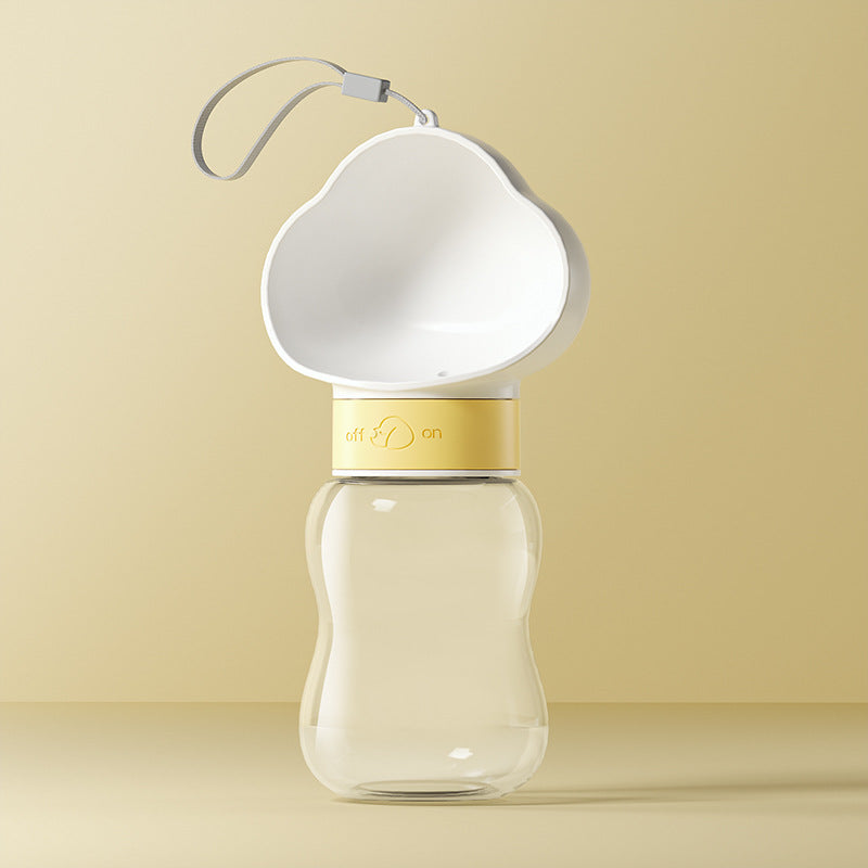Portable Dog Walking Water Cup & Feeder — cloud print, one-button dispense