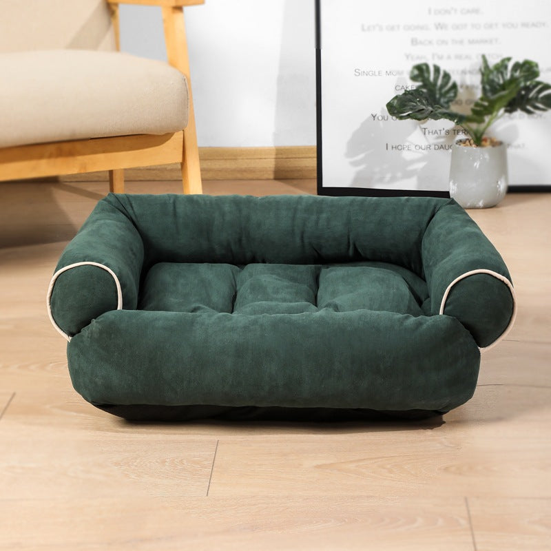 Warm Plush Pet Sofa Bed & Winter Sleeping Kennel — faux fur, machine washable