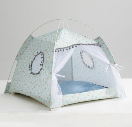 Enclosed Cat Tent House & Cozy Pet Bed — plush interior, foldable