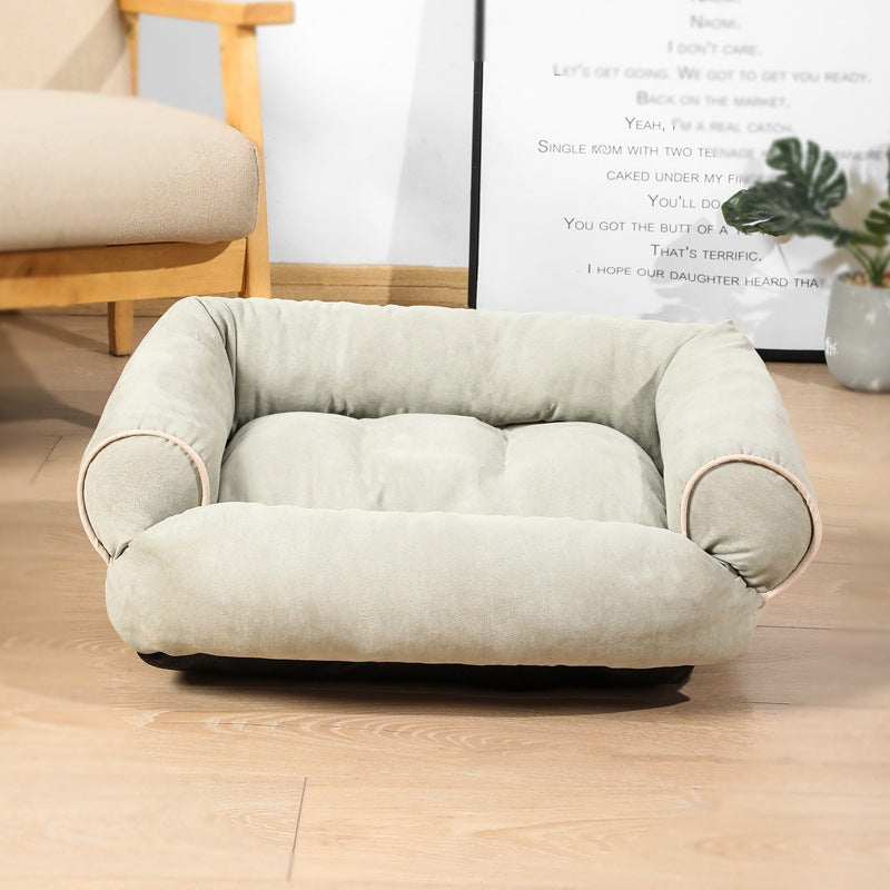 Warm Plush Pet Sofa Bed & Winter Sleeping Kennel — faux fur, machine washable