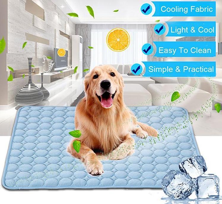 Cooling Ice Silk Pet Mat — self-cooling summer comfort pad for dogs and cats