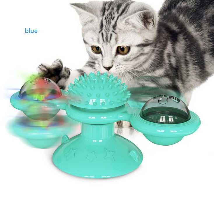Interactive Windmill Scratch & Teeth Toy for cats — suction cup base