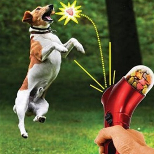 Interactive Food Launcher & Dog Enrichment Toy — spring-loaded kibble catapult