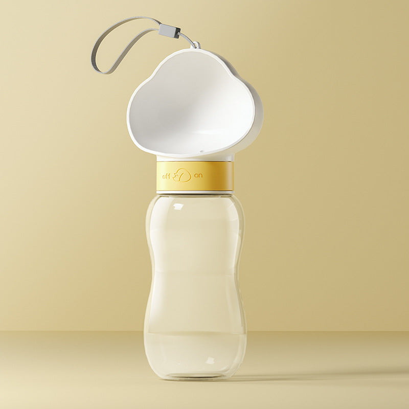 Portable Dog Walking Water Cup & Feeder — cloud print, one-button dispense
