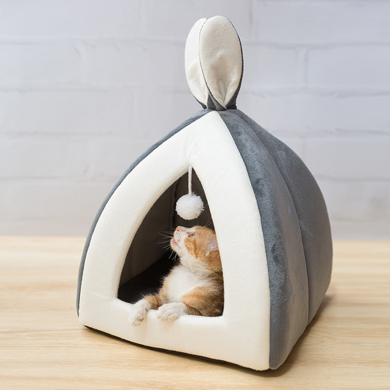 Cozy Cat Villa House & Small Dog Kennel — enclosed, plush interior, 4 sizes