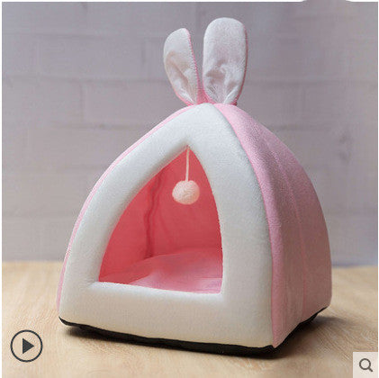 Cozy Cat Villa House & Small Dog Kennel — enclosed, plush interior, 4 sizes