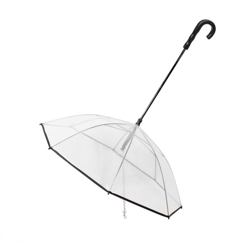 Transparent Dog Walking Umbrella with detachable leash — 360-degree rain coverage