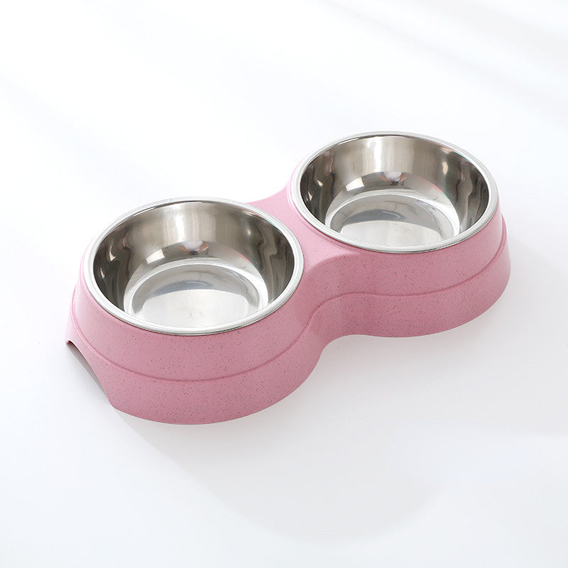 Stainless Steel Double Pet Food & Water Bowl Set — elevated stand for dogs and cats