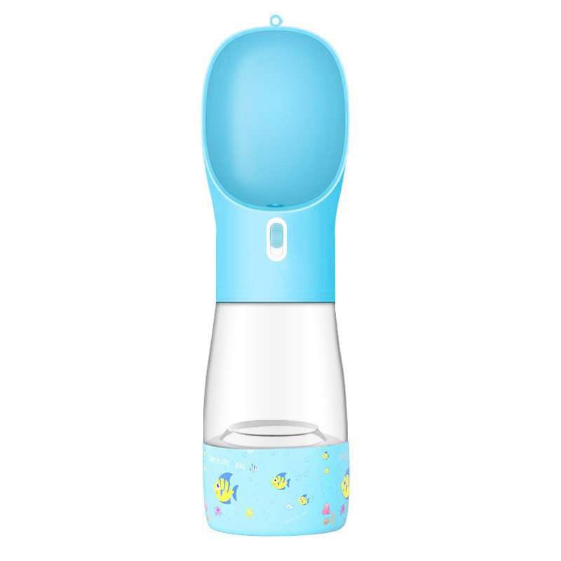 Portable Dog Water Bottle with fold-out bowl — BPA-free, squeeze-to-pour