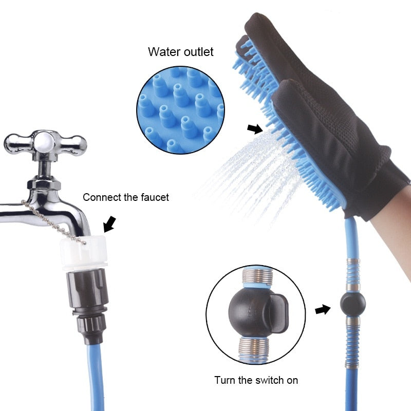 Pet Shower Head — 2-in-1 bath brush and water sprayer for dogs and cats