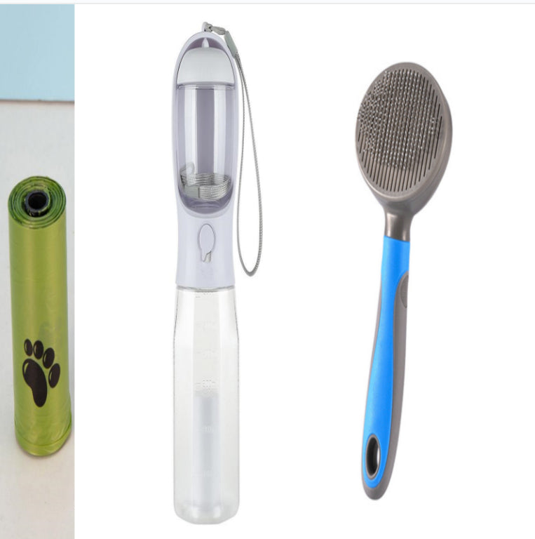 3-in-1 Pet Travel Bottle — Water, Food & Waste Dispenser