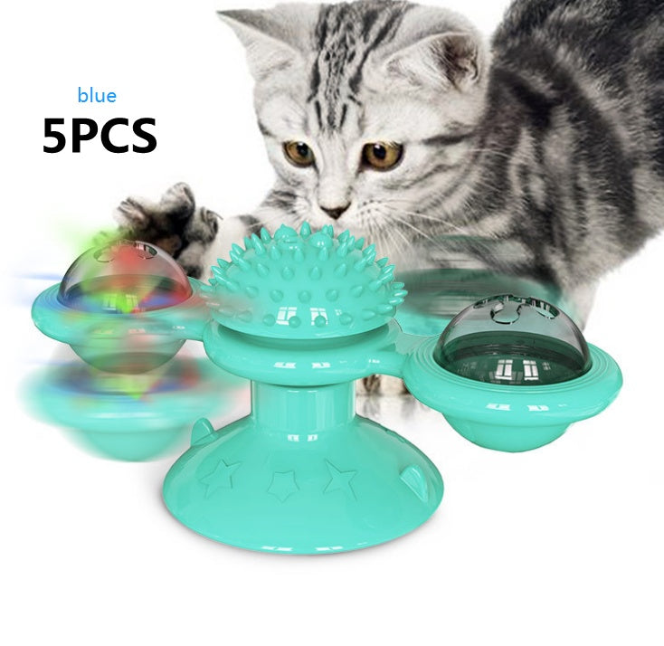 Interactive Windmill Scratch & Teeth Toy for cats — suction cup base