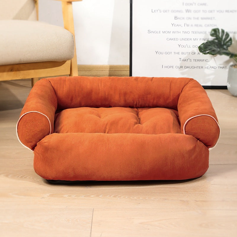 Warm Plush Pet Sofa Bed & Winter Sleeping Kennel — faux fur, machine washable