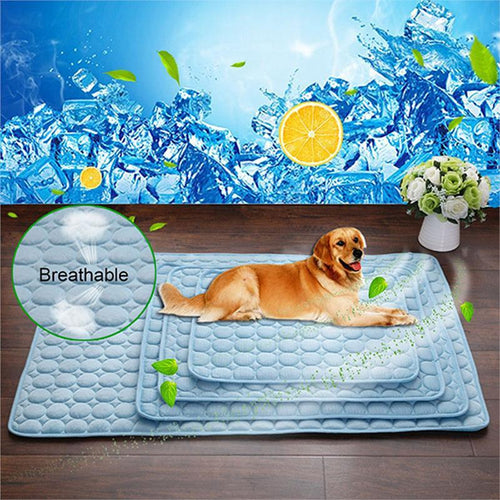 Cooling Ice Silk Pet Mat — self-cooling summer comfort pad for dogs and cats