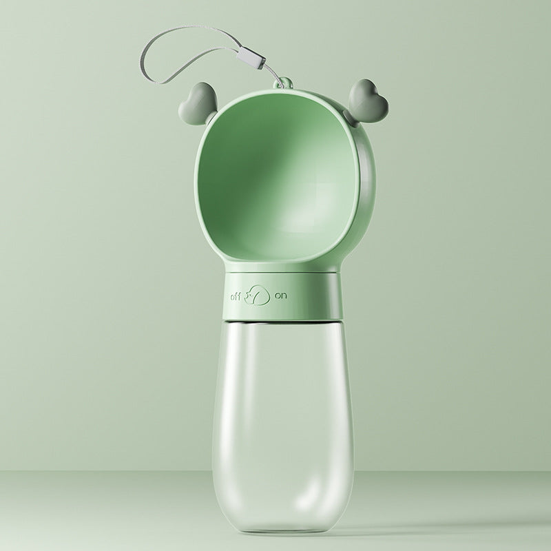 Portable Dog Walking Water Cup & Feeder — cloud print, one-button dispense