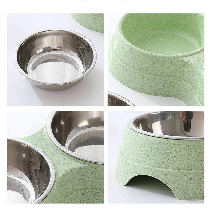 Stainless Steel Double Pet Food & Water Bowl Set — elevated stand for dogs and cats