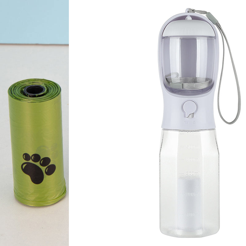 3-in-1 Pet Travel Bottle — Water, Food & Waste Dispenser