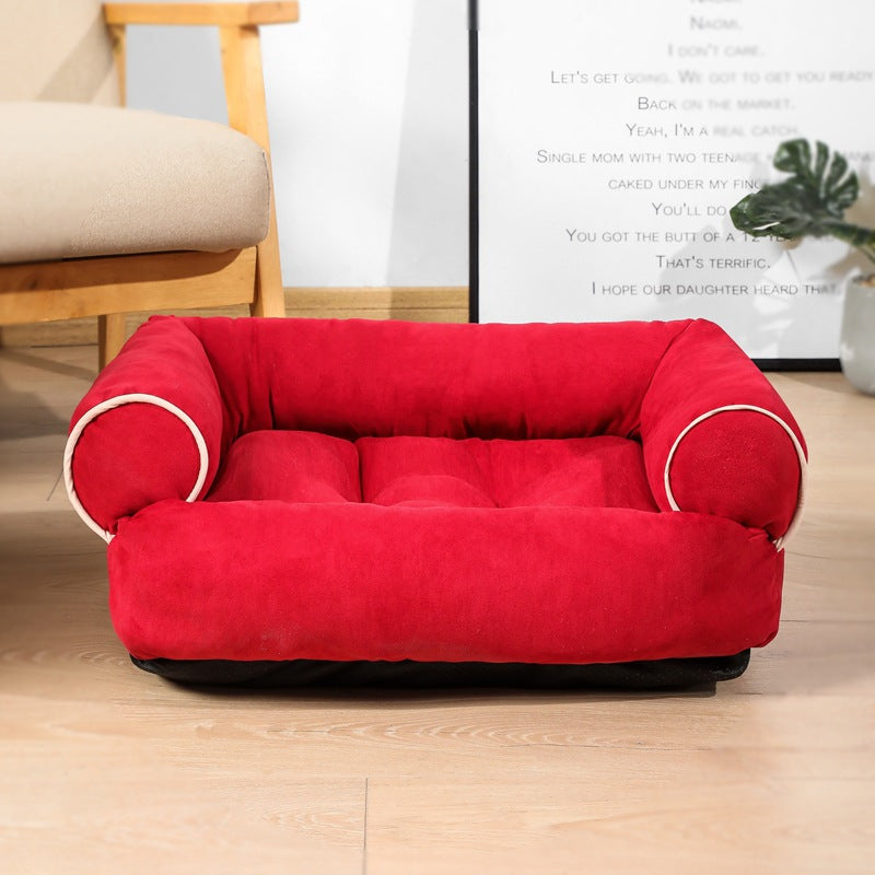 Warm Plush Pet Sofa Bed & Winter Sleeping Kennel — faux fur, machine washable