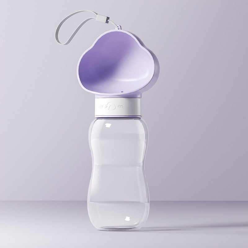 Portable Dog Walking Water Cup & Feeder — cloud print, one-button dispense