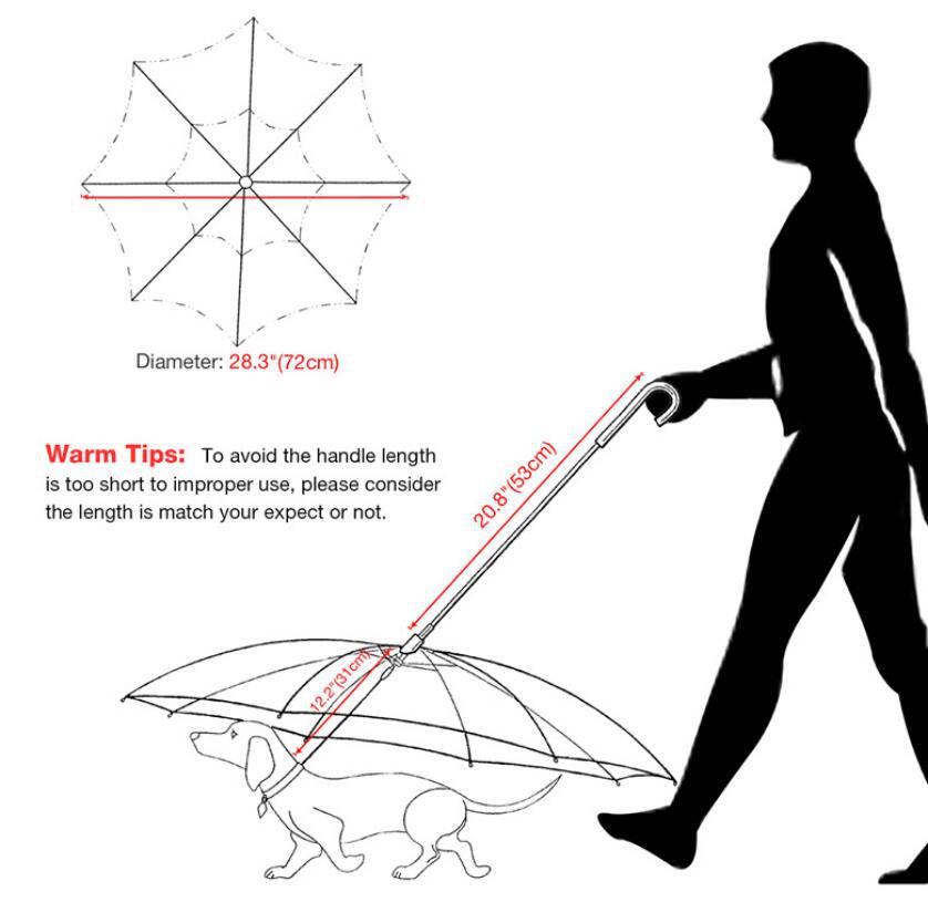 Transparent Dog Walking Umbrella with detachable leash — 360-degree rain coverage
