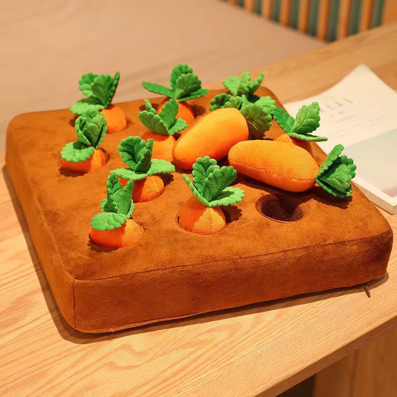 Carrot Plush Snuffle & Chew Toy for dogs — enrichment snuffle mat with squeaker