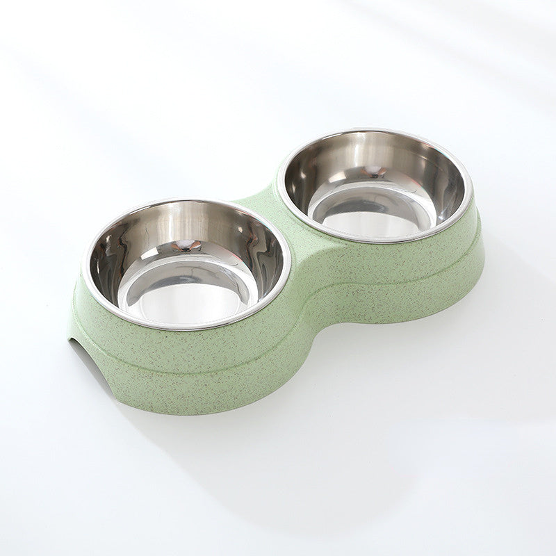 Stainless Steel Double Pet Food & Water Bowl Set — elevated stand for dogs and cats