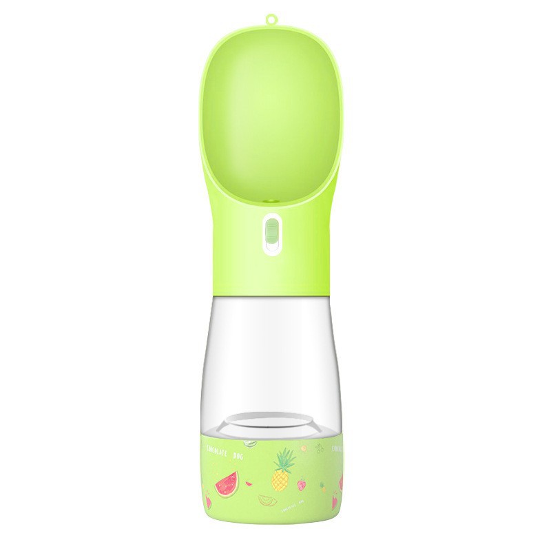Portable Dog Water Bottle with fold-out bowl — BPA-free, squeeze-to-pour