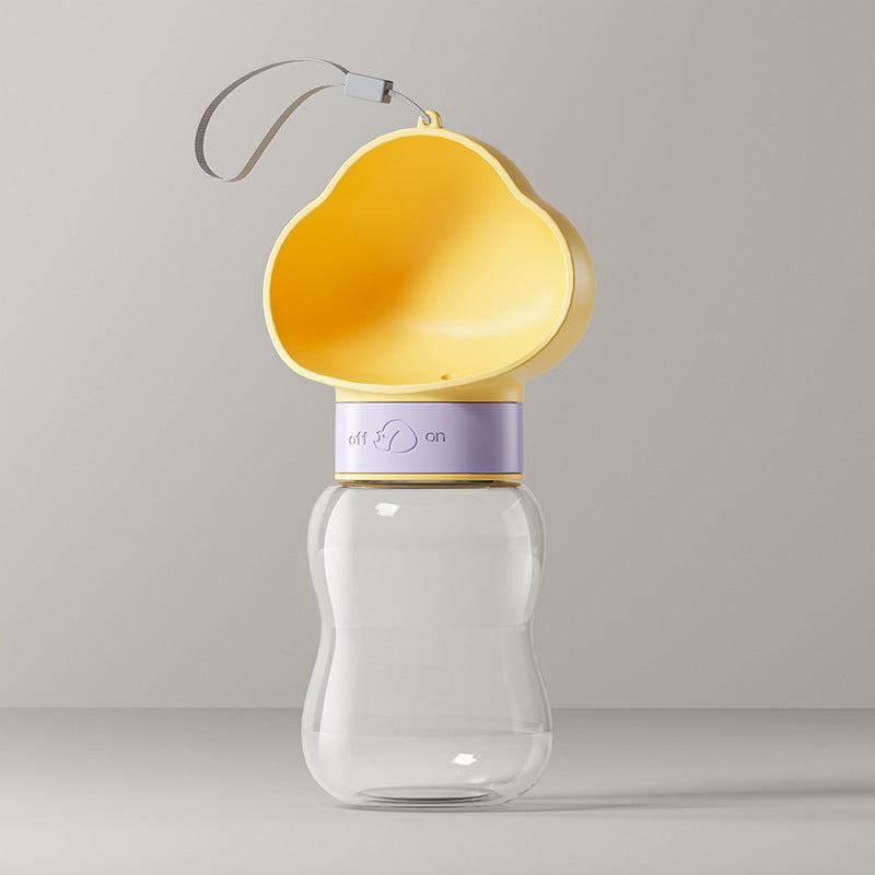 Portable Dog Walking Water Cup & Feeder — cloud print, one-button dispense