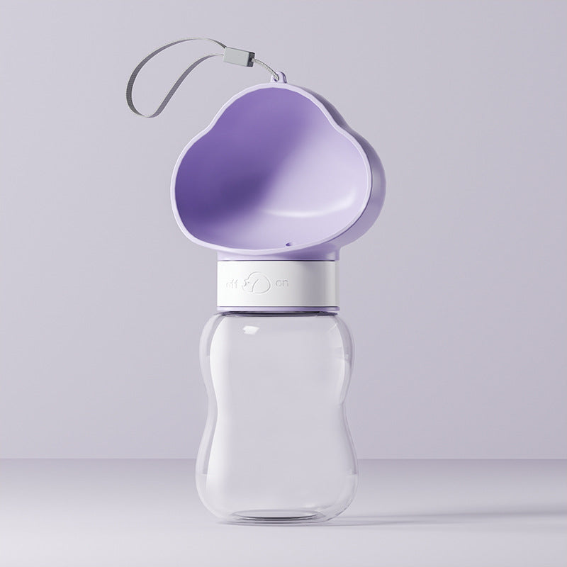 Portable Dog Walking Water Cup & Feeder — cloud print, one-button dispense