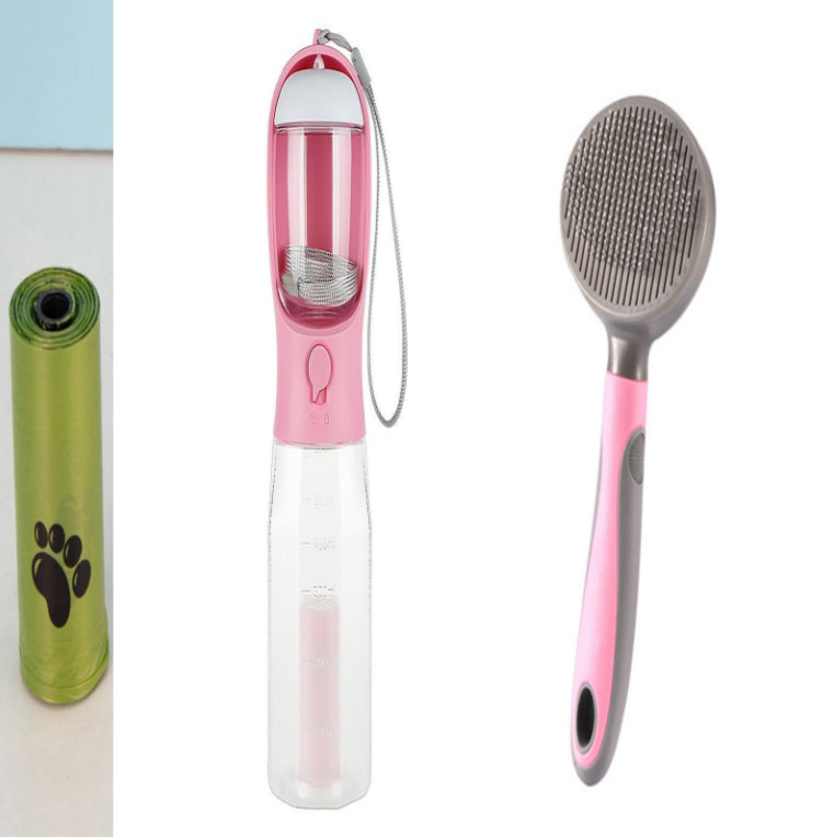 3-in-1 Pet Travel Bottle — Water, Food & Waste Dispenser