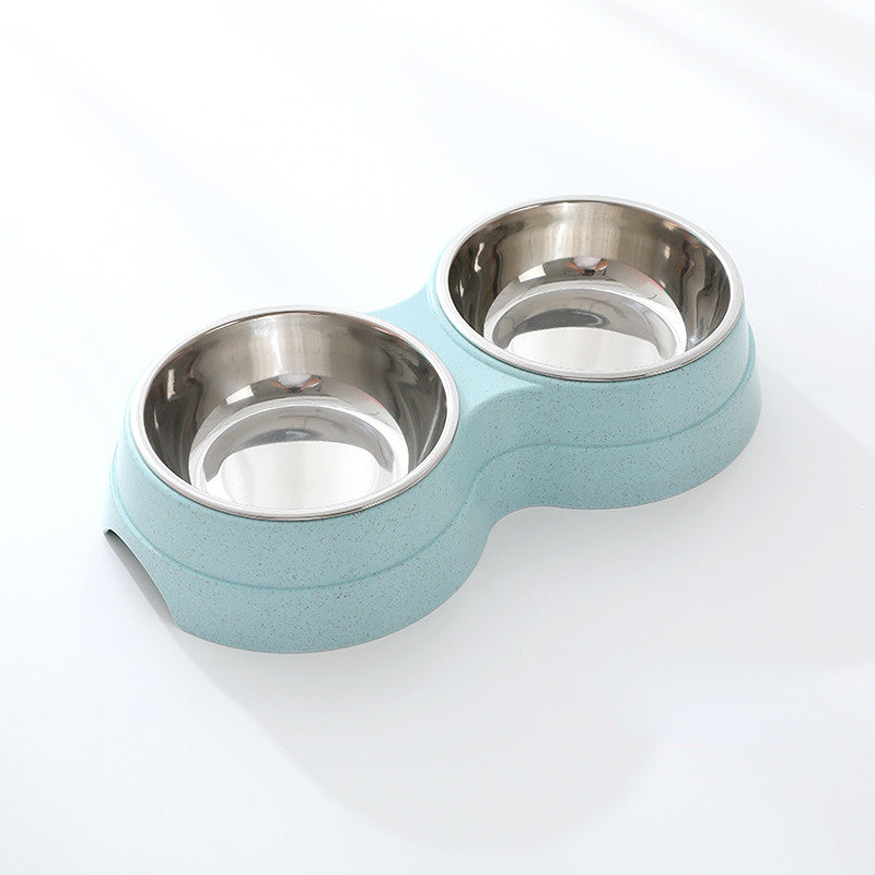 Stainless Steel Double Pet Food & Water Bowl Set — elevated stand for dogs and cats