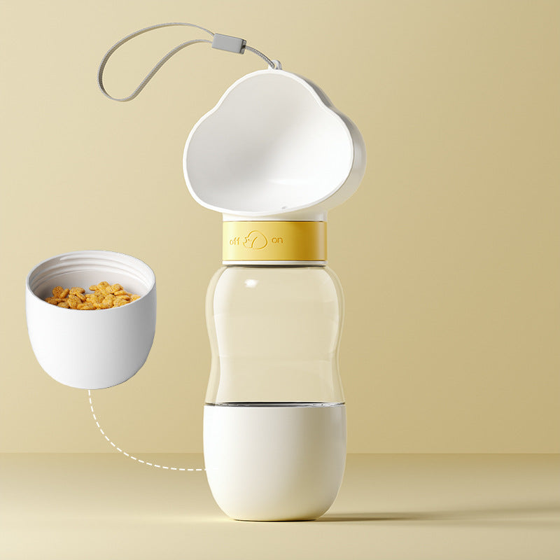 Portable Dog Walking Water Cup & Feeder — cloud print, one-button dispense