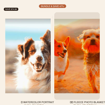 Pet Portrait + Fleece Blanket Bundle — Save 47%