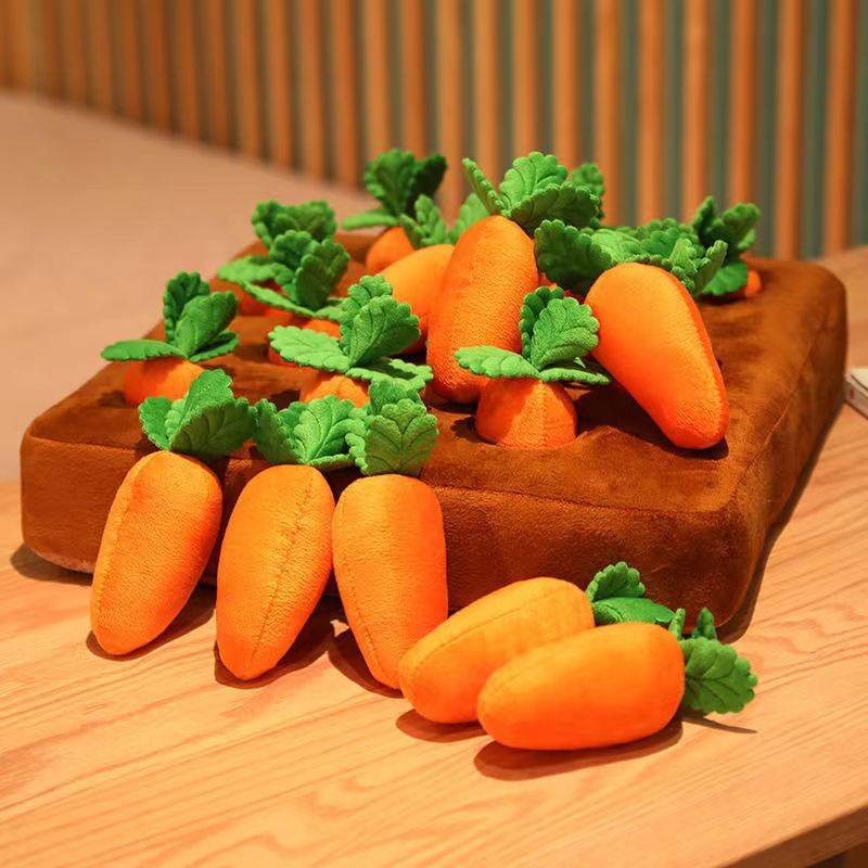 Carrot Plush Snuffle & Chew Toy for dogs — enrichment snuffle mat with squeaker