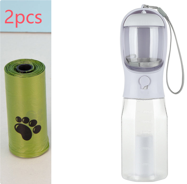 3-in-1 Pet Travel Bottle — Water, Food & Waste Dispenser