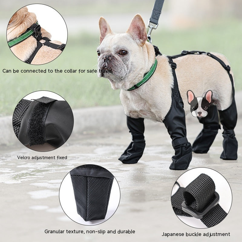Waterproof Adjustable Dog Boots — paw protectors, non-slip rubber sole
