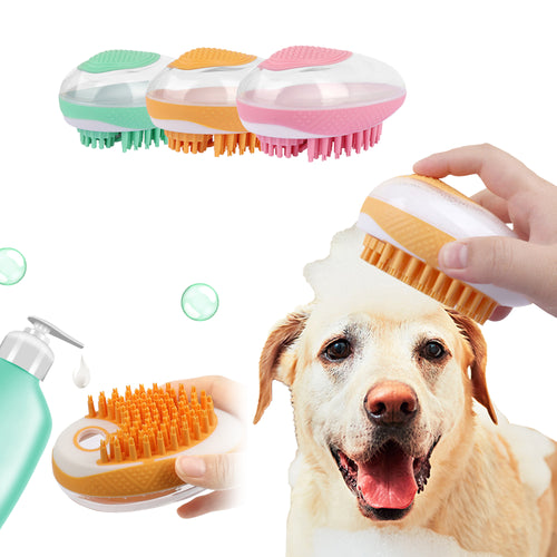 2-in-1 Silicone Pet Bath Brush & SPA Massage Comb — lathering shower brush
