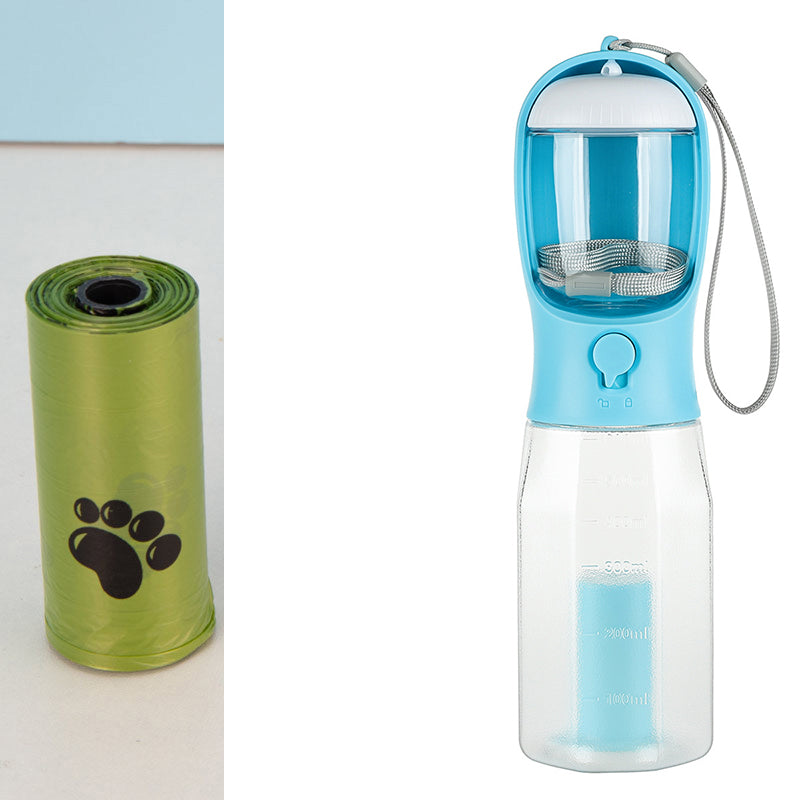 3-in-1 Pet Travel Bottle — Water, Food & Waste Dispenser for dogs and cats