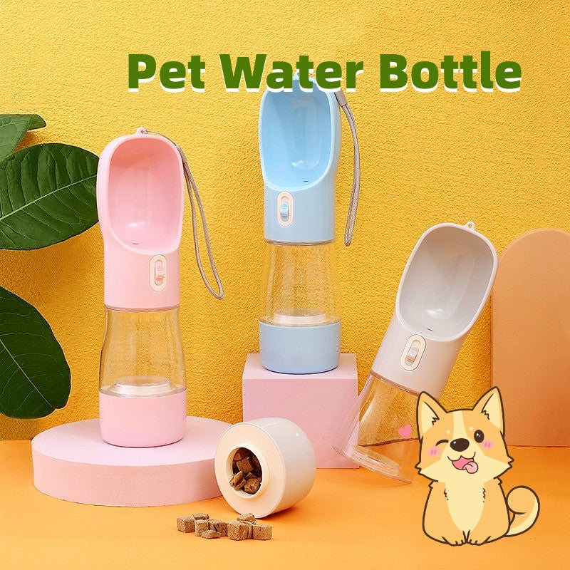 Portable Dog Water Bottle with fold-out bowl — BPA-free, squeeze-to-pour
