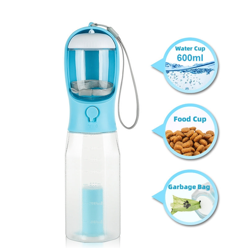 3-in-1 Pet Travel Bottle — Water, Food & Waste Dispenser for dogs and cats