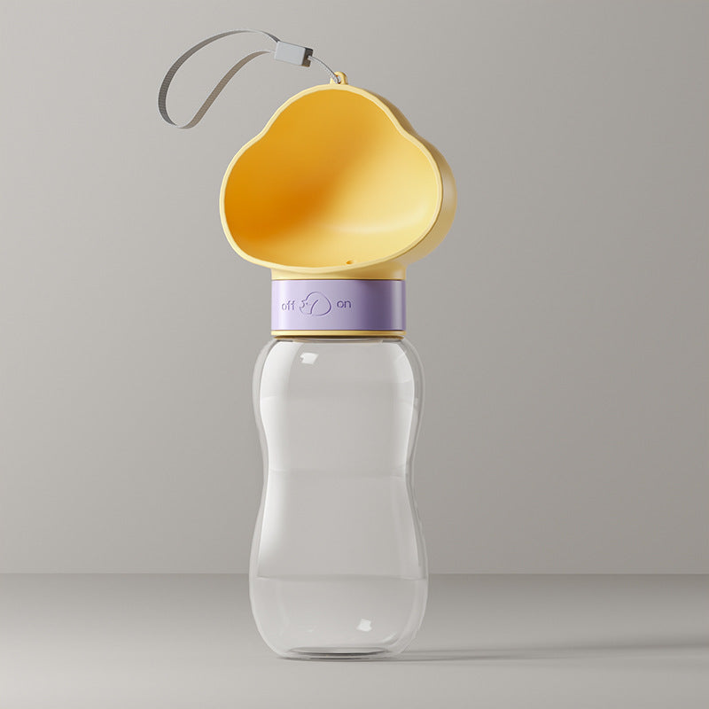 Portable Dog Walking Water Cup & Feeder — cloud print, one-button dispense