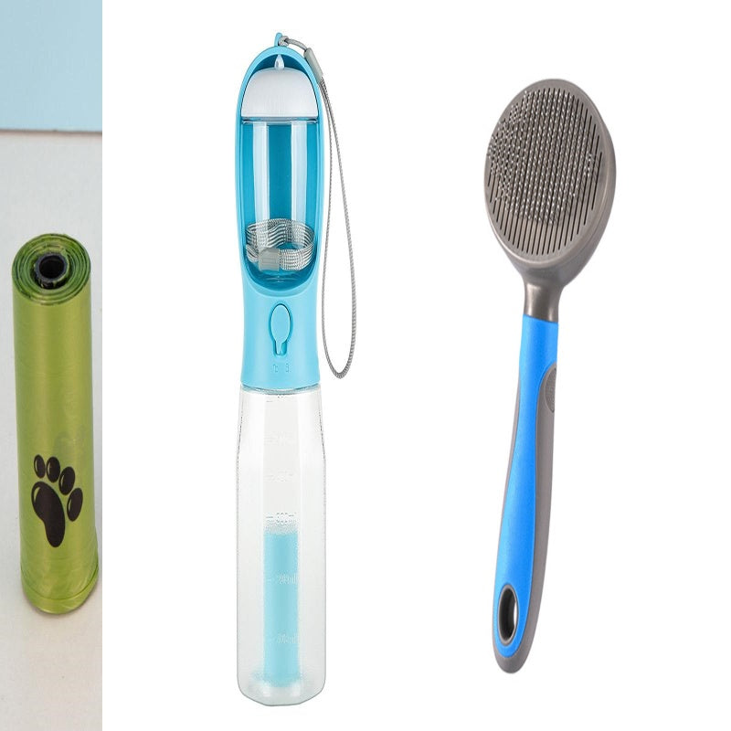 3-in-1 Pet Travel Bottle — Water, Food & Waste Dispenser