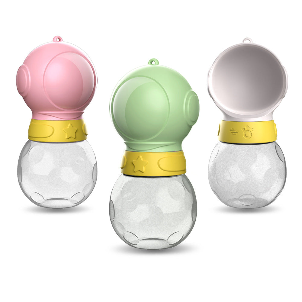 Leak-Proof Portable Pet Water Bottle with bowl — 350ml, press-lock lid
